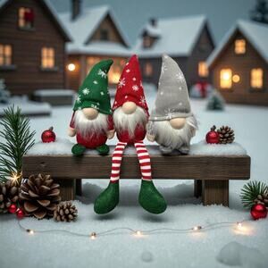 Christmas Gnomes Set 3PCS Plush Holiday Decorations Scandinavian Tomte Decor